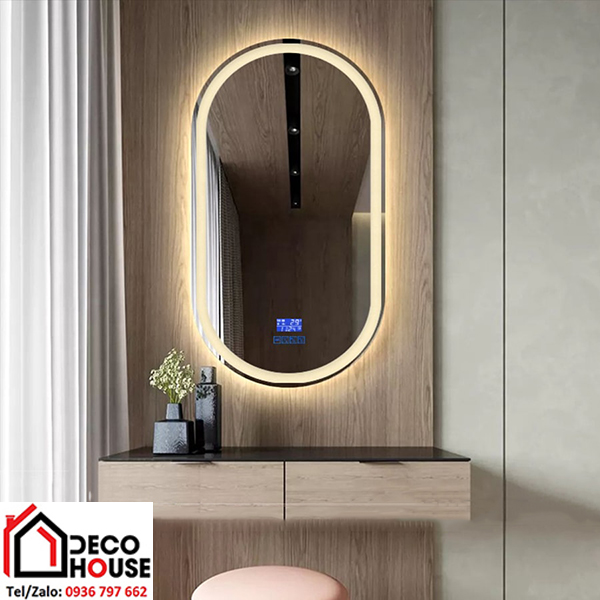 gương trang điểm có đèn LED hình bầu dục