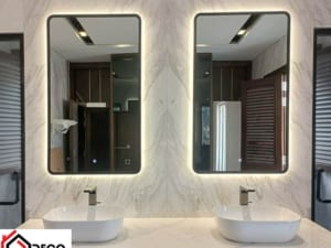 Gương Led Cảm Ứng Khung Màu Đen Hình Chữ Nhật