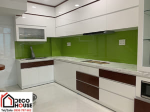 Kính Ốp Bếp Màu Xanh Non