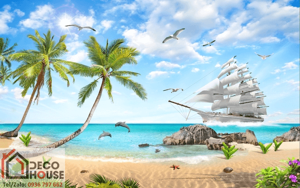 Tranh 3D con thuyền