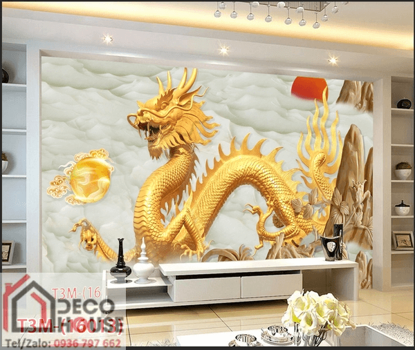 Tranh 3d rồng vàng phong thủy