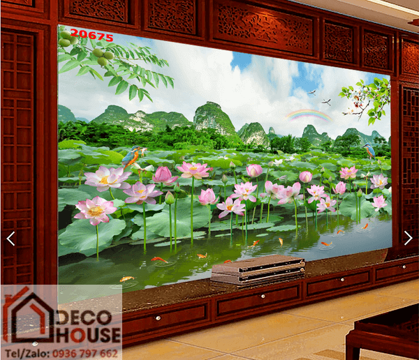 Tranh kính 3D hoa sen
