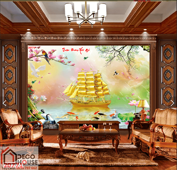 Tranh kính phong thủy cho phòng khách