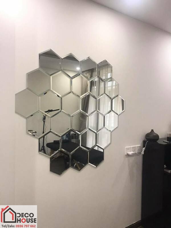 Gương decor hình lục giác dán tường