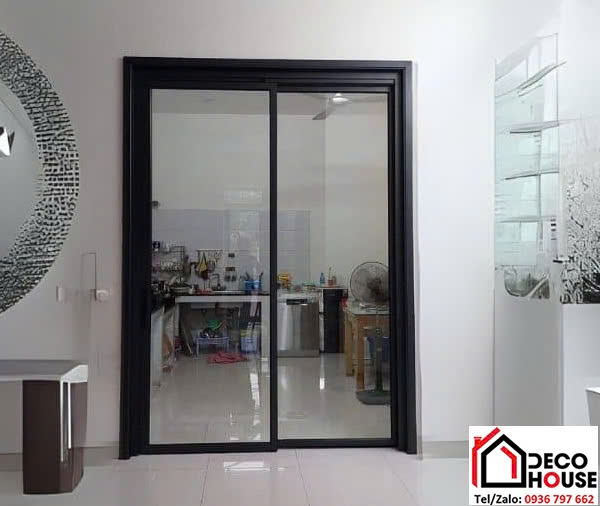 Cửa nhôm kính 2 cánh trượt quay ngăn phòng