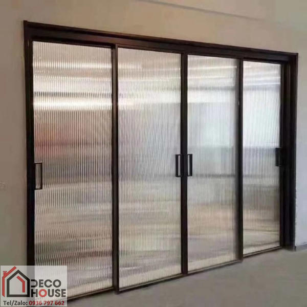 Cửa nhôm kính cường lực sóng hiện đại