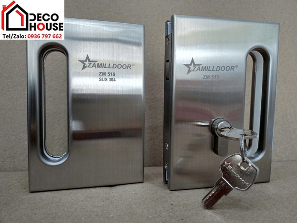 Khóa cửa kính lùa 2 cánh Zamilldoor chính hãng