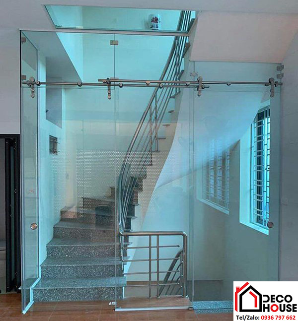 Lắp đặt cửa kính trượt lùa ray treo phi 25